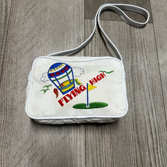Vintage BJ Designs bag purse hot air balloon white golf bag tee 18th hole - Picture 1 of 6